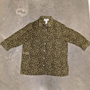 Vintage 90s Sheer Cheetah Print Button Up